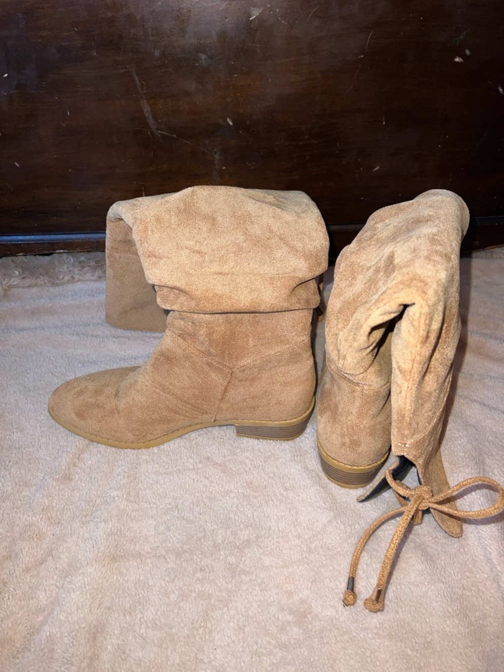 Taupe Suede Knee High Boots
